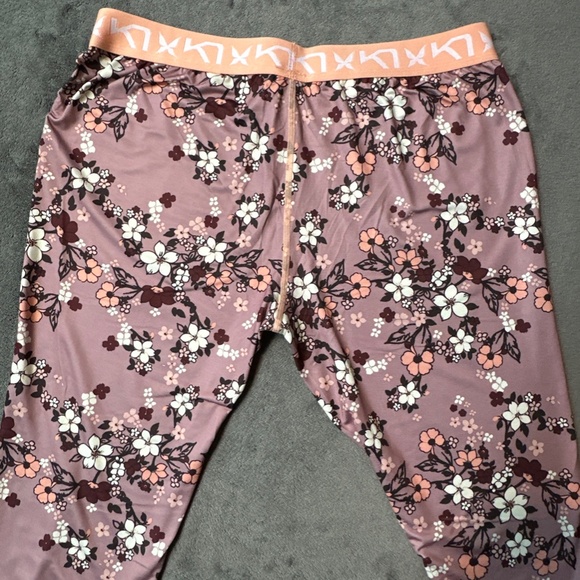 Kari Traa Base Layer Set Women's XL Extra Large Pants Top Floral Pink 622366a - Picture 14 of 15